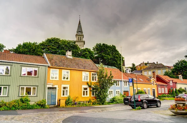 Trondheim Noorwegen Augustus 2022 Historisch Centrum Bij Bewolkt Weer — Stockfoto