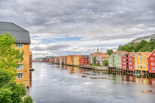 Trondheim Norwegen August 2022 Historisches Zentrum Bei Bewölktem Wetter — Stockfoto