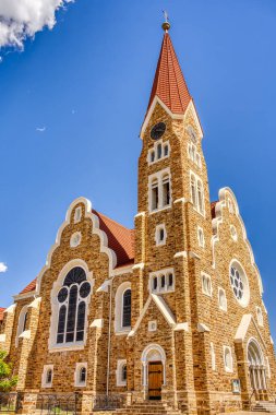 Windhoek, Namibia - Ocak 2023: Güneşli havalarda tarihi şehir merkezine bakın, HDR Image