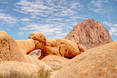 Beautiful view of Spitzkoppe bald granite peaks located between Usakos and Swakopmund in the Namib desert of Namibia