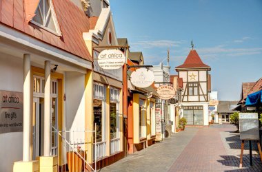 Swakopmund, Namibia - February, 2023: Historical city center in wintertime, HDR Image