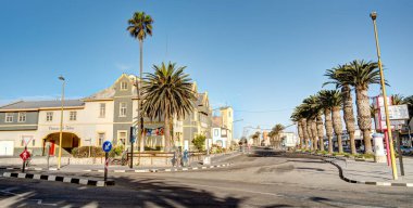 Swakopmund, Namibia - February, 2023: Historical city center in wintertime, HDR Image