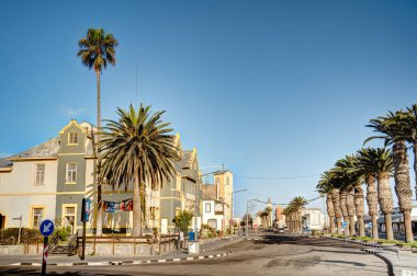 Swakopmund, Namibia - February, 2023: Historical city center in wintertime, HDR Image
