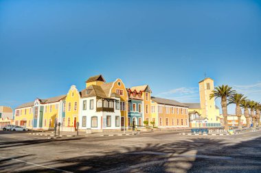 Swakopmund, Namibia - February, 2023: Historical city center in wintertime, HDR Image