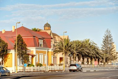 Swakopmund, Namibia - February, 2023: Historical city center in wintertime, HDR Image