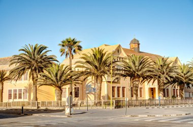 Swakopmund, Namibia - February, 2023: Historical city center in wintertime, HDR Image