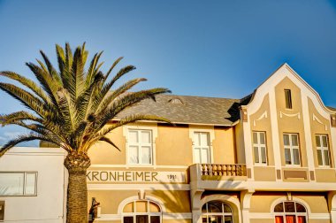 Swakopmund, Namibia - February, 2023: Historical city center in wintertime, HDR Image