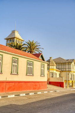 Swakopmund, Namibia - February, 2023: Historical city center in wintertime, HDR Image