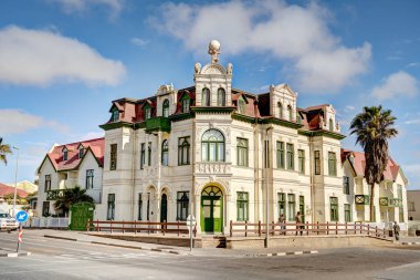 Swakopmund, Namibia - February, 2023: Historical city center in wintertime, HDR Image