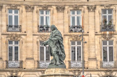 Bordeaux, Fransa - Aralık 2022: Kışın tarihi kent merkezi, HDR Image