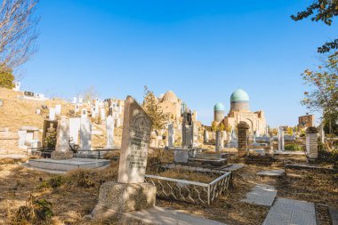 Semerkand, Özbekistan - Kasım 2022: Şah I Zinda Necropolis güneşli havada