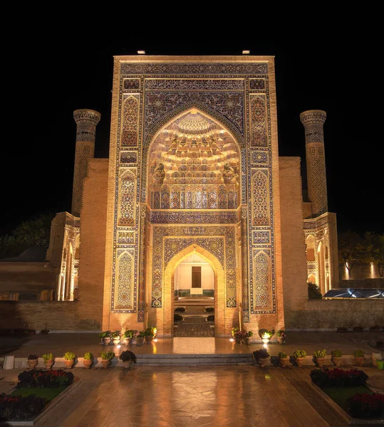 Semerkant Özbekistan Ekim 2019 Geceleyin Registan Meydanı Hdr — Stok fotoğraf