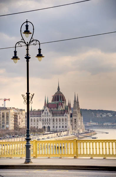 Budapeste Hungria Março 2023 Centro Histórico Cidade Tempo Nublado Hdr — Fotografia de Stock