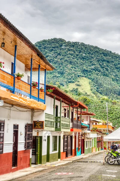 Jardin Colombia May 2019 Vintage Colorful Colonial Houses Street Jardin — 图库照片
