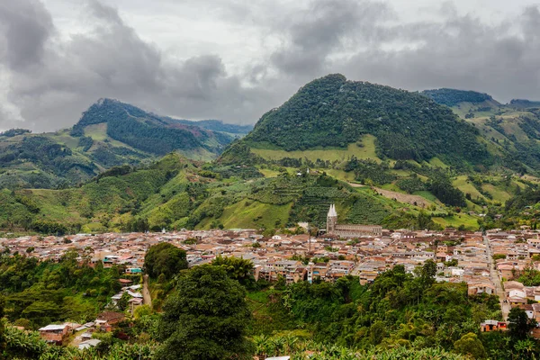 Picturesque View Mountains Town Jardin Coffee Producing Region Antioquia Colombia — Stock Photo, Image