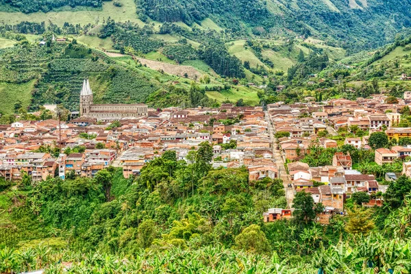 Живописный Вид Горный Город Jardin Регионе Производства Кофе Антиокия Колумбия — стоковое фото