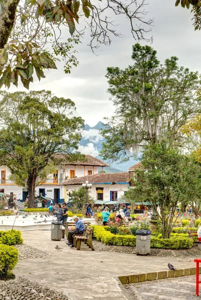 Jardin Κολομβία Απρίλιος 2019 Πολύχρωμες Προσόψεις Αποικιακών Σπιτιών Στο Jardin — Φωτογραφία Αρχείου