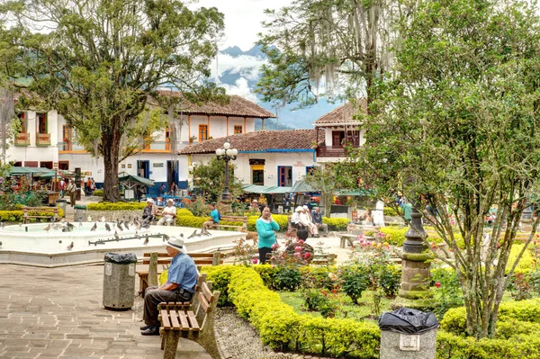 Jardin Colombia April 2019 Kleurrijke Gevels Van Koloniale Huizen Jardin — Stockfoto