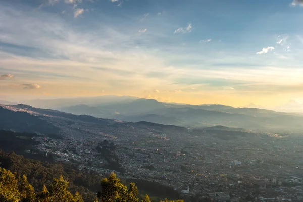 Scenisk Antenn Utsikt Över Bogota Staden Solnedgången — Stockfoto