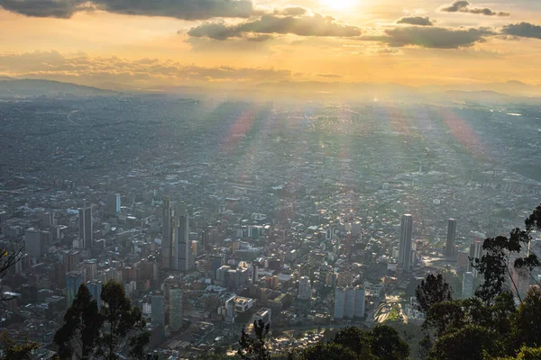 Szenische Luftaufnahme Der Stadt Bogota Bei Sonnenuntergang — Stockfoto
