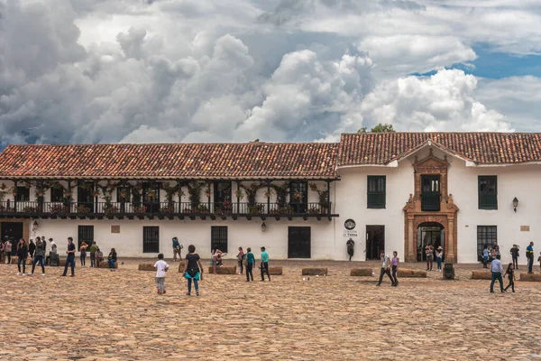 Villa Leyva Colombia April 2019 Toeristen Verblijven Het Plein Van — Stockfoto