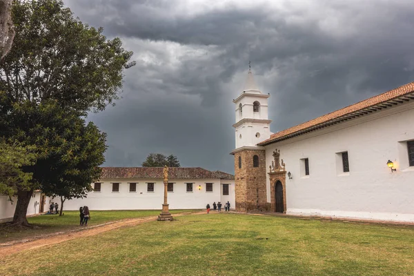 stock image Villa de Leyva, Colombia -  April 20, 2019: Beautiful view of the historical buildings during cloudy day. 