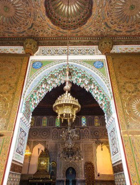 Fez, Fas - 22 Ocak 2020: Fas 'ta eski bir İslami mimari cami inşaatı