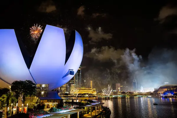 Singapore Singapore Juli 2023 Prachtig Uitzicht Stad Bezienswaardigheden Nacht — Stockfoto
