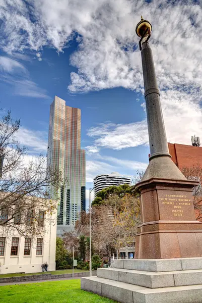 Melbourne Austrálie Srpna 2023 Historické Centrum Města Oblačného Počasí Hdr — Stock fotografie