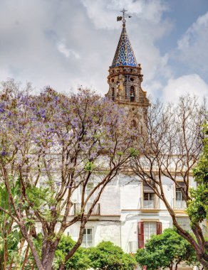 Jerez de la Frontera, İspanya - Haziran 12023: Güneşli havada tarihi şehir merkezi