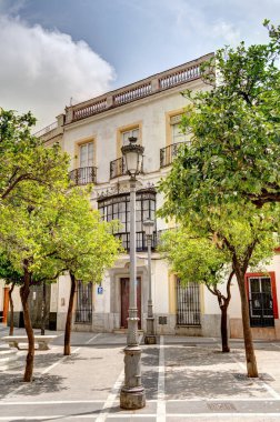 Jerez de la Frontera, İspanya - Haziran 12023: Güneşli havada tarihi şehir merkezi