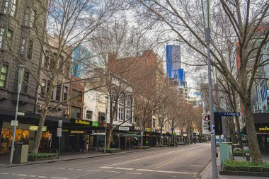 Melbourne, Avustralya - 20 Temmuz 2023: Bulutlu havada tarihi şehir merkezi, HDR Image