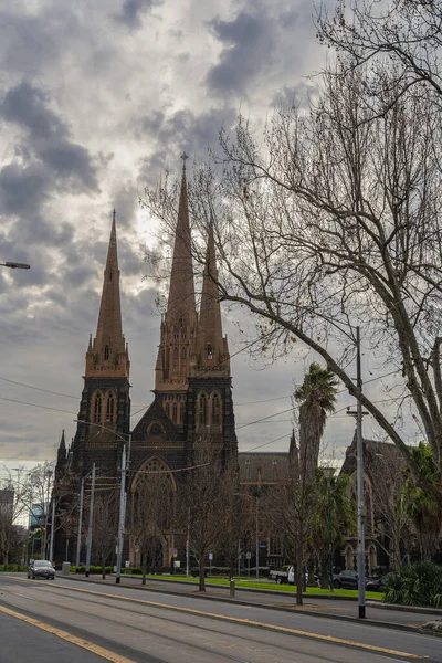Melbourne Australie Juillet 2023 Centre Ville Historique Par Temps Nuageux — Photo