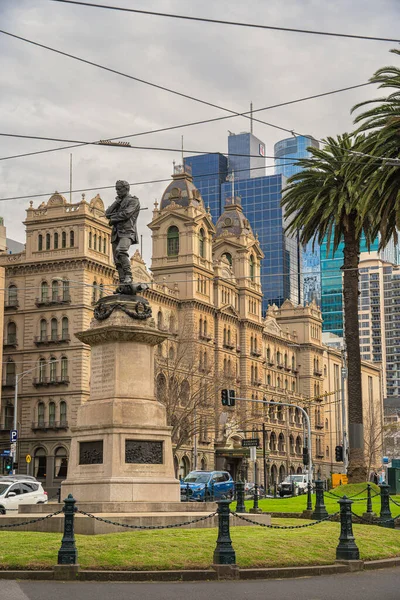 Melbourne Austrália Julho 2023 Centro Histórico Cidade Tempo Nublado Hdr — Fotografia de Stock