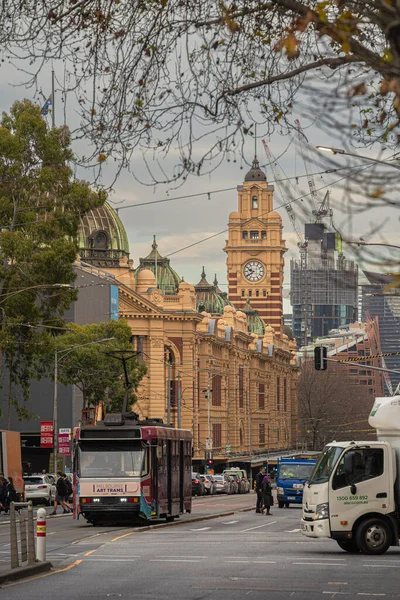 Melbourne Austrália Julho 2023 Centro Histórico Cidade Tempo Nublado Hdr — Fotografia de Stock