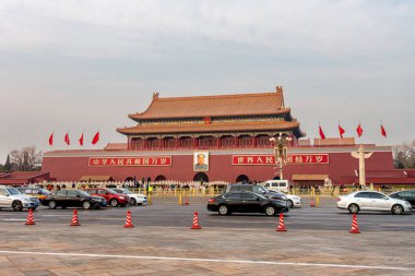 Pekin, Çin - Ocak 12019: Çin 'deki Tiananmen Meydanı, HDR Görüntü