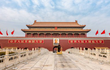 Pekin, Çin - Ocak 12019: Çin 'deki Tiananmen Meydanı, HDR Görüntü