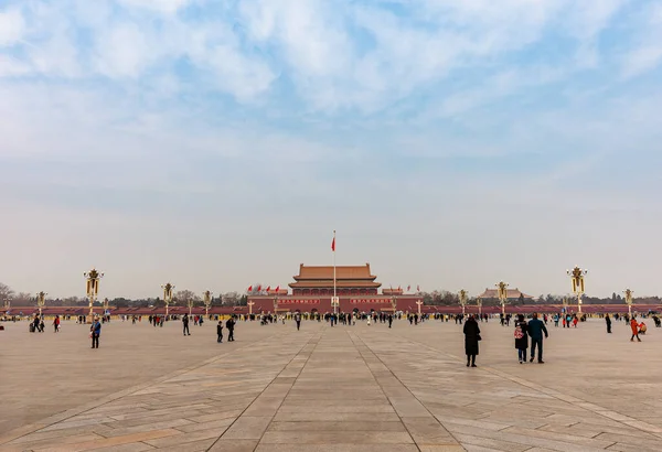 Pekin Chiny Stycznia 2019 Widok Placu Tiananmen Chinach Okresie Zimowym — Zdjęcie stockowe