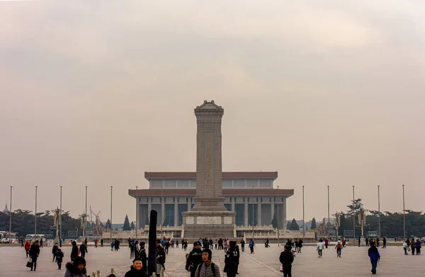 Pequim China Janeiro 2019 Vista Sobre Praça Tiananmen China Inverno — Fotografia de Stock