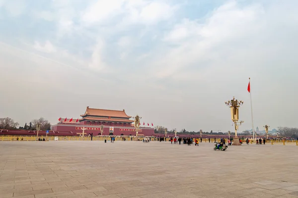 中国北京 2019年1月1日 关于中国冬季天安门广场的观点 人类发展报告 — 图库照片