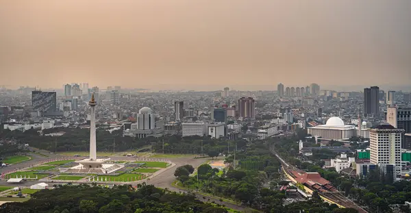 Yakarta Indonesia Julio 2023 Paisaje Urbano Rascacielos Yakarta Atardecer Hdr —  Fotos de Stock