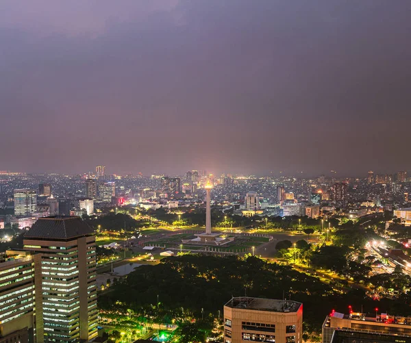Jakarta Indonésie Juillet 2023 Skyline Urbaine Nuit Hdr Image — Photo