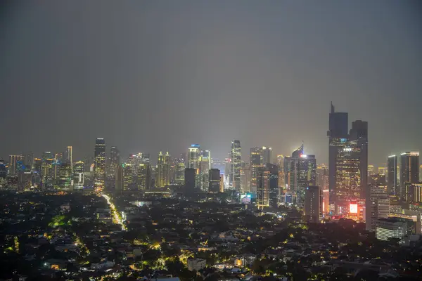 ジャカルタ インドネシア 2023年7月1日 夜の都市スカイライン Hdrイメージ — ストック写真
