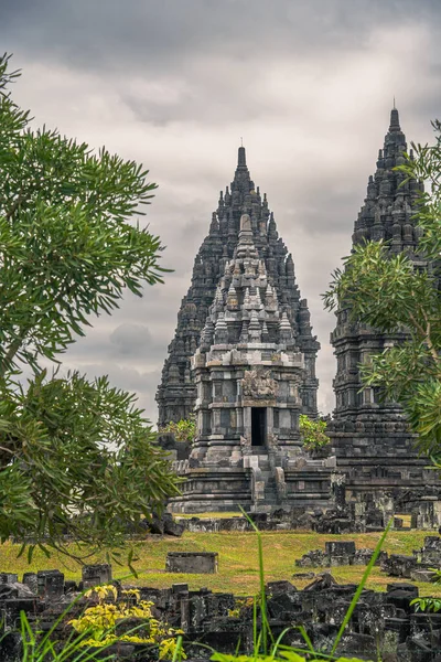 Prambanan Indonésia Julho 2023 Templo Hindu Tempo Nublado Hdr Image — Fotografia de Stock