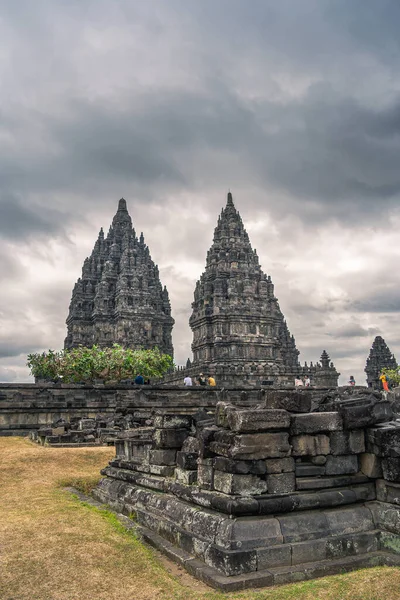 Prambanan Indonesia Julio 2023 Templo Hindú Clima Nublado Hdr Imagen — Foto de Stock