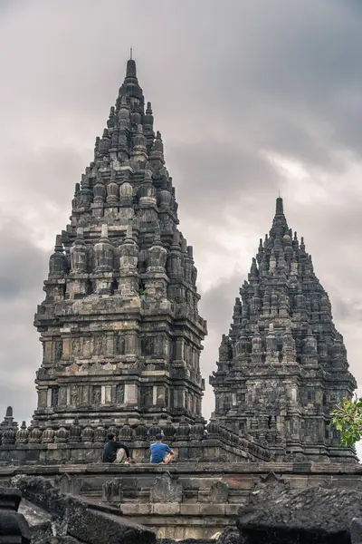 Prambanan Indonesia Julio 2023 Templo Hindú Clima Nublado Hdr Imagen — Foto de Stock