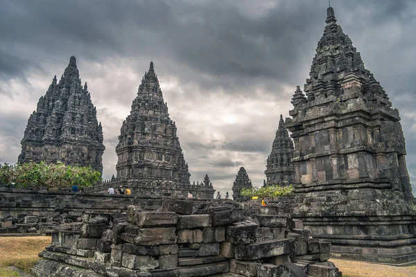 Prambanan Endonezya Temmuz 12023 Bulutlu Havada Hindu Tapınağı Hdr Görüntü — Stok fotoğraf