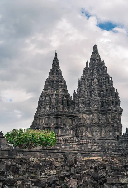 Templo Prambanan Antigo Java Indonésia Imagem Hdr — Fotografia de Stock