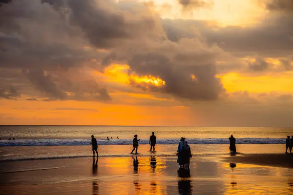 Kuta Indonesien Juli 2023 Balinesischer Strand Der Abenddämmerung Hdr Image — Stockfoto