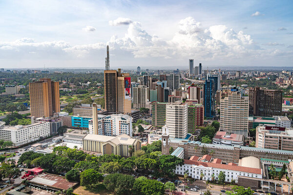 Nairobi, Kenya - July 1 2023: City center landmarks in sunny weather, HDR Image